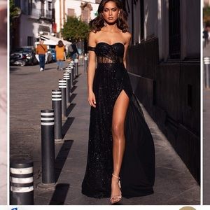 Black sequin high slit gown - Alamour the Label (Ayelit)